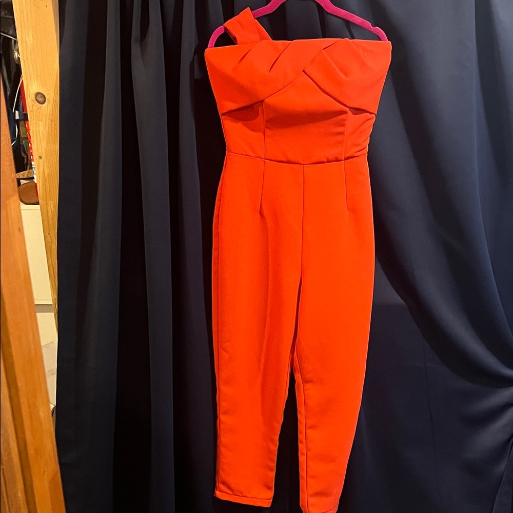 Adelyn Rae Vibrant Orange Jumpsuit